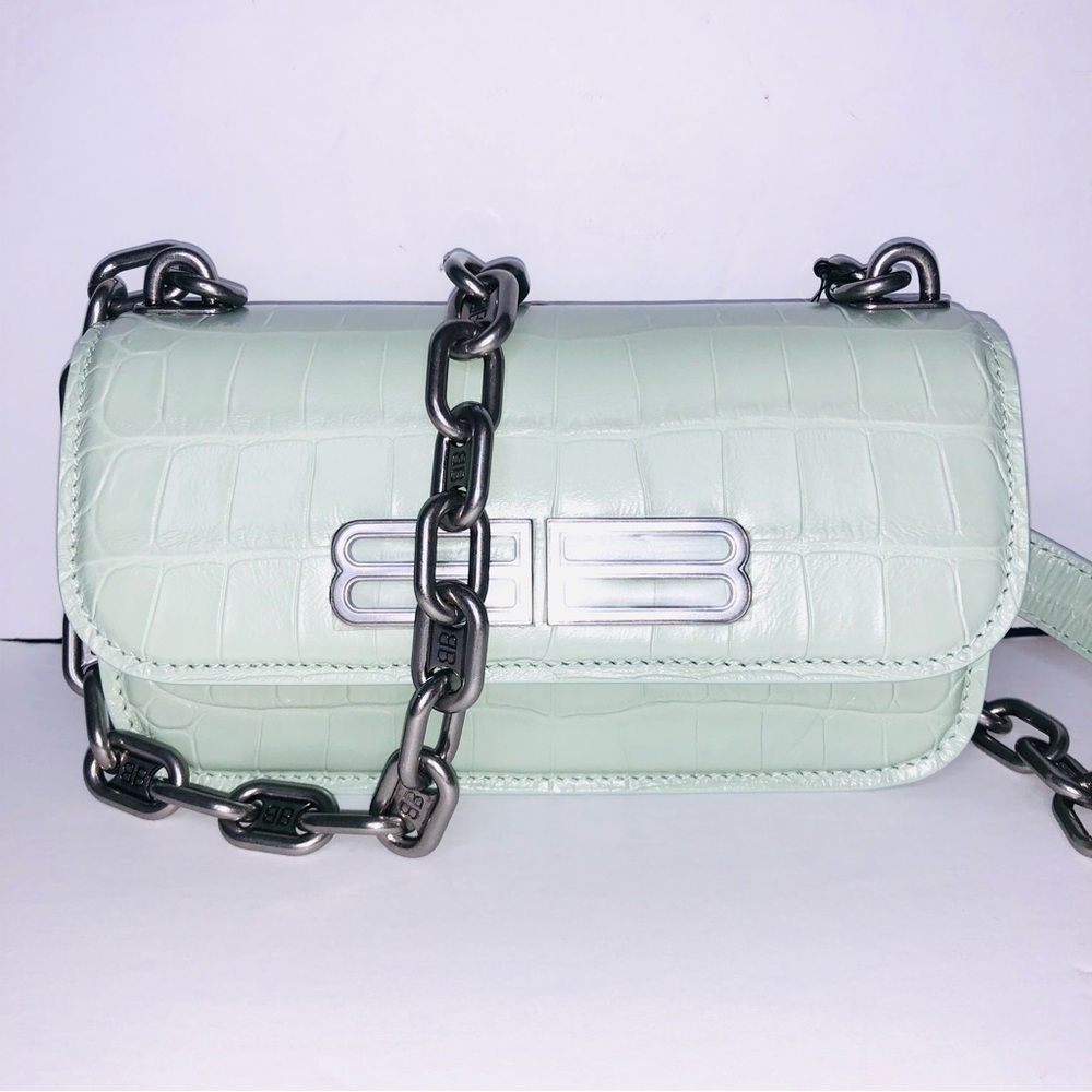 BALENCIAGA CALFSKIN CROCODILE EMBOSSED GOSSIP XS CHAIN BAG - Picture 3 of 15